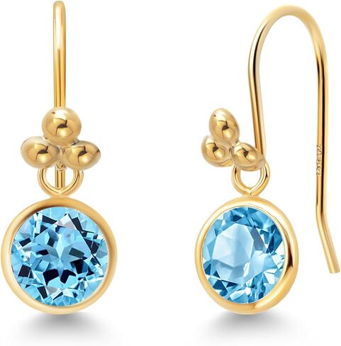 Gem Stone King 14K Yellow Gold White Moissanite Drop Dangle French Wire Earrings For Women (1.60 Cttw, Round 6MM) in Saudi Arabia