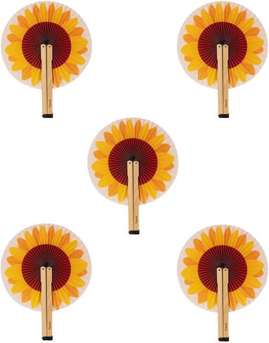 Fisura – Sunflower folding fan. Paper foldable Fan. Multicolour pai pai Fan. Wedding fan for guests. Gift for parties or ceremonies. 1 Pack. in Kuwait