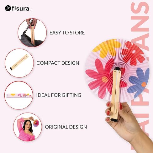Fisura – مروحة قابلة للطي لعباد الشمس. مروحة ورقية قابلة للطي. مروحة باي باي متعددة الألوان. مروحة الزفاف للضيوف. هدية للحفلات أو الاحتفالات. 1 حزمة. in Kuwait