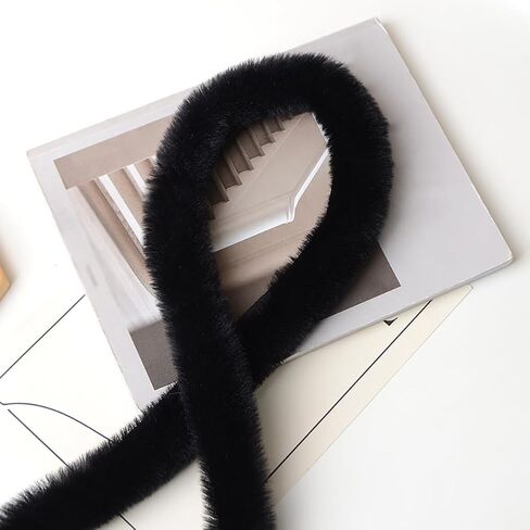 5.47 Yards 2 Inches Christmas Faux Fur Trim Furry Ribbon for Tree Soft Fluffy Ribbon Fuzzy Craft Ribbon Wreath Embellishment Ribbon Black in Saudi Arabia