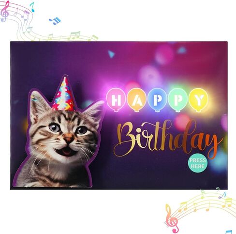 Birthday Cards, Cat Birthday Card with Lights and Music, Funny Gifts for Women Men Cat Lovers Mom or Dad in Saudi Arabia
