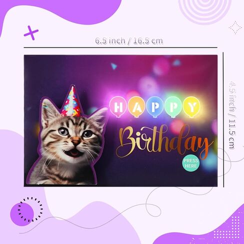 Birthday Cards, Cat Birthday Card with Lights and Music, Funny Gifts for Women Men Cat Lovers Mom or Dad in Saudi Arabia