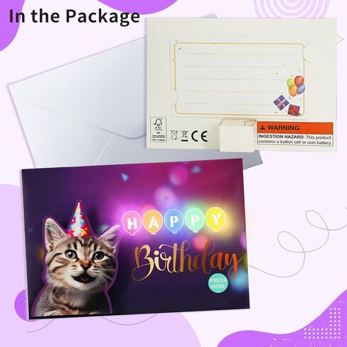 Birthday Cards, Cat Birthday Card with Lights and Music, Funny Gifts for Women Men Cat Lovers Mom or Dad in Saudi Arabia