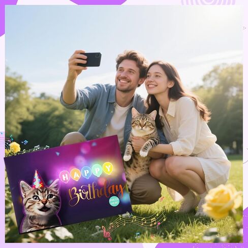 Birthday Cards, Cat Birthday Card with Lights and Music, Funny Gifts for Women Men Cat Lovers Mom or Dad in Saudi Arabia