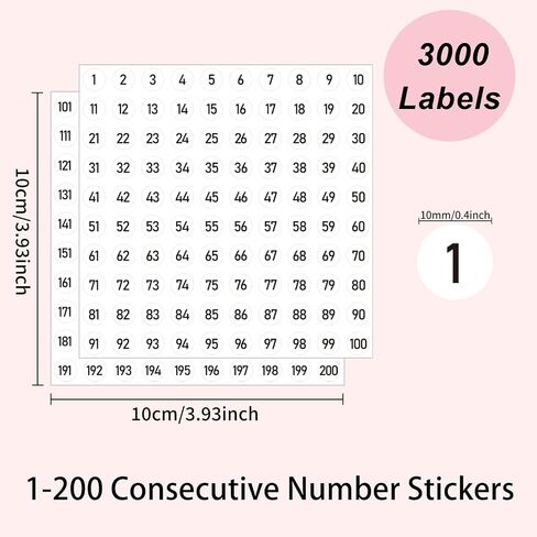 ملصقات رقم 3000 PCS ، ملصقات أرقام أسود متتالية 0.4 بوصة 1-200 ، ملصق مرقمة فينيل ، ملصق ذاتي وخالي من البقايا ، يستخدم للداخلية والخارجية in Kuwait