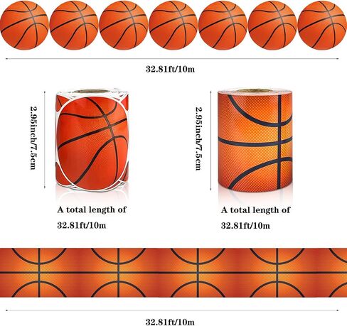 65.6ft Bulletin Board Decorations ، 2 Rolls Basketball Sport Trim ، قابلة لإعادة الاستخدام في الفصول الدراسية لرجوع إلى ديكور المدرسة والمعلمين ومستلزمات المنزل (كرة السلة) in Kuwait