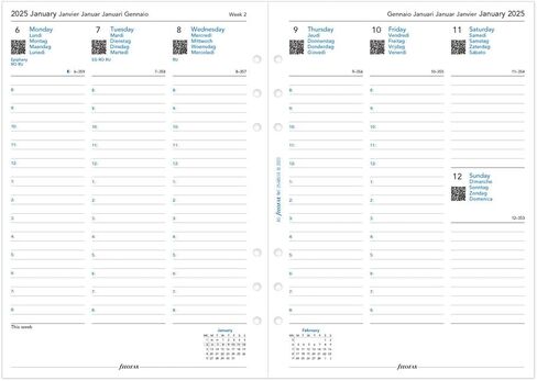 Filofax Finsbury Organizer, A5 Size, Black - Traditional Grained Leather, Six Rings, Week-to-View Calendar Diary, Multilingual, 2024 (C025368-24) in Saudi Arabia