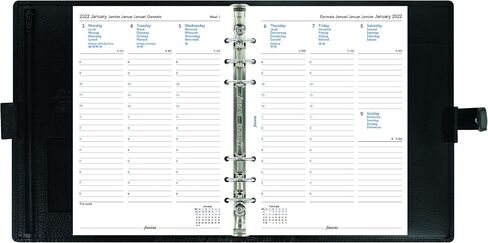 Filofax Finsbury Organizer, A5 Size, Black - Traditional Grained Leather, Six Rings, Week-to-View Calendar Diary, Multilingual, 2024 (C025368-24) in Saudi Arabia