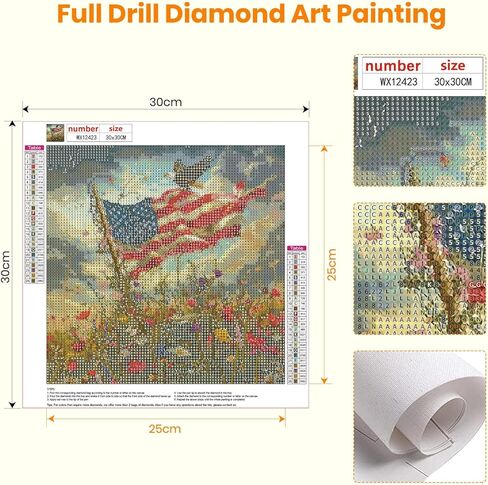 BOWETILE Independence Day 5D Diamond Art Kits للبالغين ، هدايا الرابع من يوليو هدايا طلاء الماس ، DIY كامل الحفر DIAMOND DOTS PICT in Kuwait