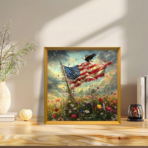 BOWETILE Independence Day 5D Diamond Art Kits للبالغين ، هدايا الرابع من يوليو هدايا طلاء الماس ، DIY كامل الحفر DIAMOND DOTS PICT in Kuwait