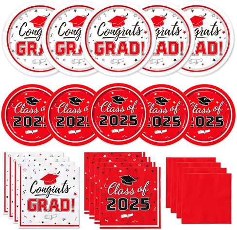Graduation Party Supplies Kit Serves 50 - Graduation Party Maroon Class of 2024 Tableware, Disposable Dinner Plates, Dessert Plates, and Napkins for Congrats Grad Party Decorations in Kuwait