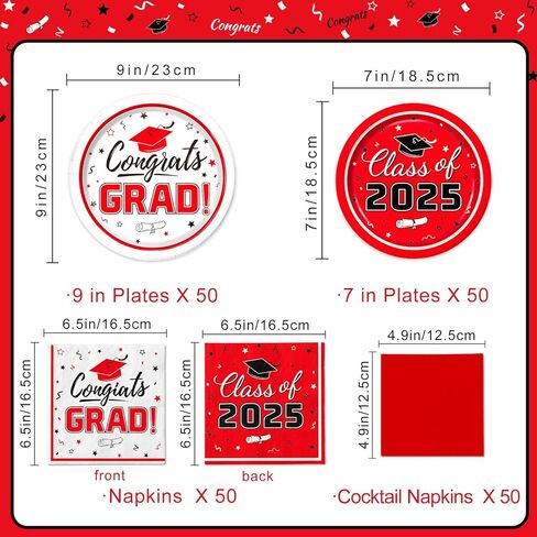 Graduation Party Supplies Kit Serves 50 - Graduation Party Maroon Class of 2024 Tableware, Disposable Dinner Plates, Dessert Plates, and Napkins for Congrats Grad Party Decorations in Kuwait