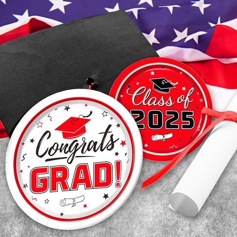 Graduation Party Supplies Kit Serves 50 - Graduation Party Maroon Class of 2024 Tableware, Disposable Dinner Plates, Dessert Plates, and Napkins for Congrats Grad Party Decorations in Kuwait