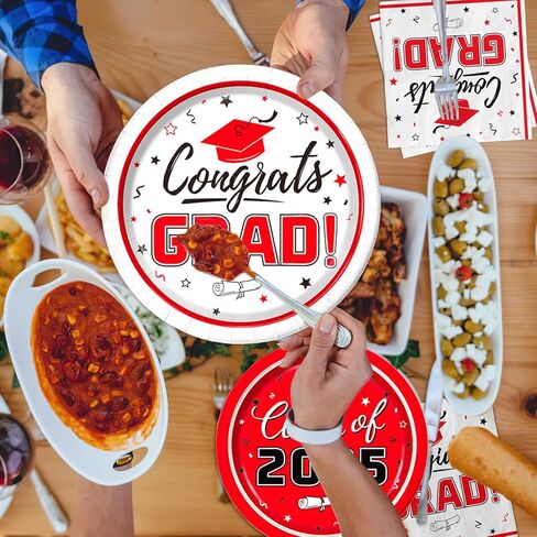 Graduation Party Supplies Kit Serves 50 - Graduation Party Maroon Class of 2024 Tableware, Disposable Dinner Plates, Dessert Plates, and Napkins for Congrats Grad Party Decorations in Kuwait