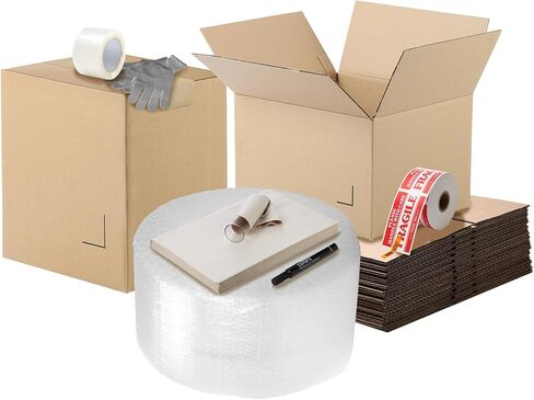 The Boxery Complete Moving Kit–1 Bedroom-Larger | 18 Pack of Boxes, (6pcs – 14"x14"x10") - (12pcs – 18"x18"x12") + All Supplies Needed for a Smooth Move! in Kuwait