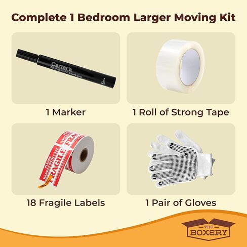 The Boxery Complete Moving Kit–1 Bedroom-Larger | 18 Pack of Boxes, (6pcs – 14"x14"x10") - (12pcs – 18"x18"x12") + All Supplies Needed for a Smooth Move! in Kuwait