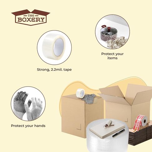 The Boxery Complete Moving Kit–1 Bedroom-Larger | 18 Pack of Boxes, (6pcs – 14"x14"x10") - (12pcs – 18"x18"x12") + All Supplies Needed for a Smooth Move! in Kuwait