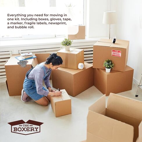 The Boxery Complete Moving Kit–1 Bedroom-Larger | 18 Pack of Boxes, (6pcs – 14"x14"x10") - (12pcs – 18"x18"x12") + All Supplies Needed for a Smooth Move! in Kuwait