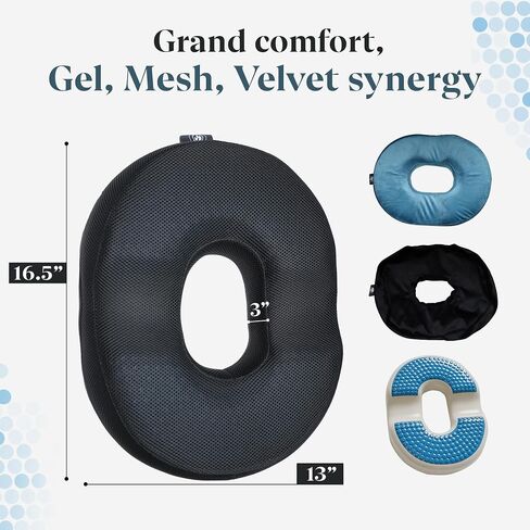 X&C Premium Donut Pillow for Tailbone Pain Relief Cushion with Replaceable Extra Cover, Hemorrhoid Pillows for Sitting, Butt Pillow, Donut Cushion for Pregnancy, Office Workers, Car Drivers in Saudi Arabia