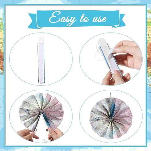 Outus 9 Pcs Travel The Map Hanging Paper Fans Decorations Adventure Awaits Bulletin Board Classroom Decorations Map Themed Ceiling Wall Garland for Kids Classroom Homeschool Office Decor (Travel) in Saudi Arabia