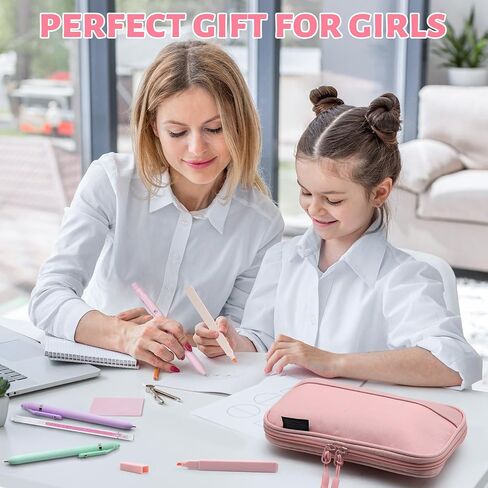 42 Pack Gel Pens for Coloring Books, 5 Gel Pens 0.5mm Black Ink, 12 Vibrant Sparkle Metallic Glitter Pens with 12 extra refills for enduring use, 12 Pastel Highlighters for Man Woman(Pink) in Saudi Arabia