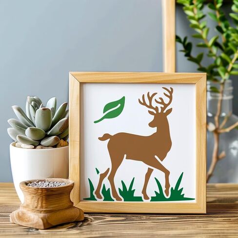 Mayjoydiy 9pcs غابة الحيوانات الستنسل 6x6inch الغزلان الدب البومة الذئب قالب القنفذ القدرس الراكون الثعلب الثعلب الاستنسل أرنب مع فرشاة الطلاء لنافذة الجدار الخشبي DIY in Saudi Arabia