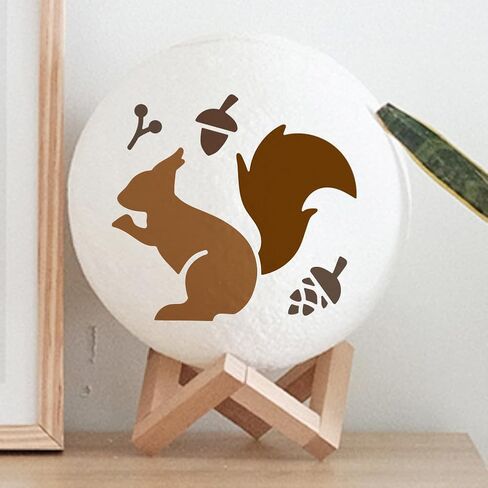 Mayjoydiy 9pcs غابة الحيوانات الستنسل 6x6inch الغزلان الدب البومة الذئب قالب القنفذ القدرس الراكون الثعلب الثعلب الاستنسل أرنب مع فرشاة الطلاء لنافذة الجدار الخشبي DIY in Saudi Arabia