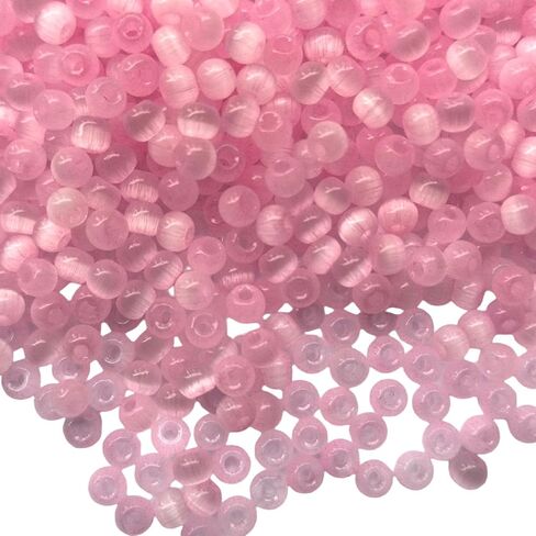 1500pcs 4mm Cat Eye Glass Seed Beads Crystal Small Bracelet Beads Tiny Colorful Loose Spacer Beads Decorative Necklace Beads for DIY Craft in Kuwait