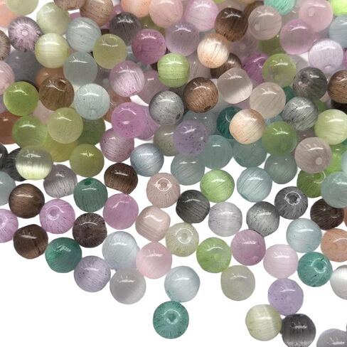 1500pcs 4mm Cat Eye Glass Seed Beads Crystal Small Bracelet Beads Tiny Colorful Loose Spacer Beads Decorative Necklace Beads for DIY Craft in Kuwait