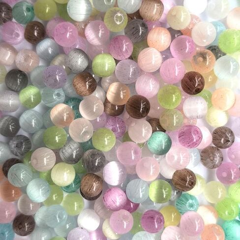 1500pcs 4mm Cat Eye Glass Seed Beads Crystal Small Bracelet Beads Tiny Colorful Loose Spacer Beads Decorative Necklace Beads for DIY Craft in Kuwait