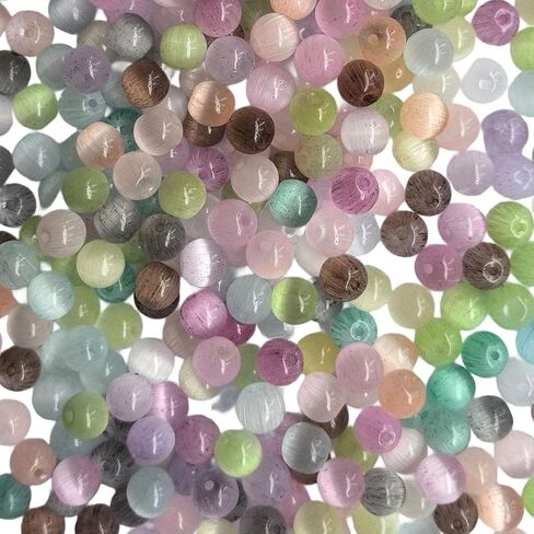 1500pcs 4mm Cat Eye Glass Seed Beads Crystal Small Bracelet Beads Tiny Colorful Loose Spacer Beads Decorative Necklace Beads for DIY Craft in Kuwait