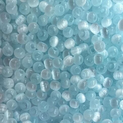 1500pcs 4mm Cat Eye Glass Seed Beads Crystal Small Bracelet Beads Tiny Colorful Loose Spacer Beads Decorative Necklace Beads for DIY Craft in Kuwait
