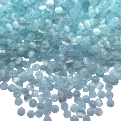 1500pcs 4mm Cat Eye Glass Seed Beads Crystal Small Bracelet Beads Tiny Colorful Loose Spacer Beads Decorative Necklace Beads for DIY Craft in Kuwait