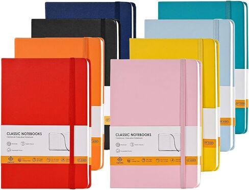 Lined Notebook Journals for Writing 5.5 x 8.2 inches, 160 Pages A5 Size with Expandable Pocket, Hardcover Notebooks for Work, 100GSM Paper (Assorted 8 Colors) in Saudi Arabia