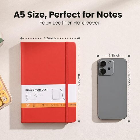 Lined Notebook Journals for Writing 5.5 x 8.2 inches, 160 Pages A5 Size with Expandable Pocket, Hardcover Notebooks for Work, 100GSM Paper (Assorted 8 Colors) in Saudi Arabia