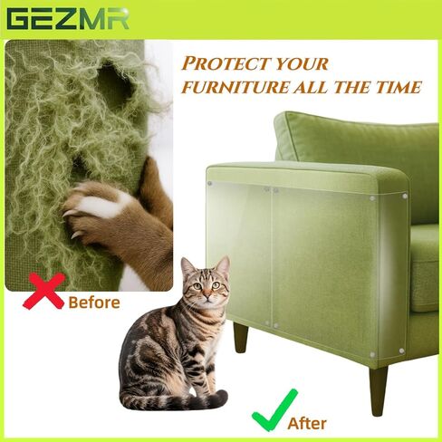 Cat Scratch Furniture Protector-12 Pack ، Heavy-Duty ، Fon-Residue ، شريط ذاتي أحادي الجانب ، درع واقي مضاد للخلع لزوايا الأريكة/الأريكة+60 دبابيس in Kuwait