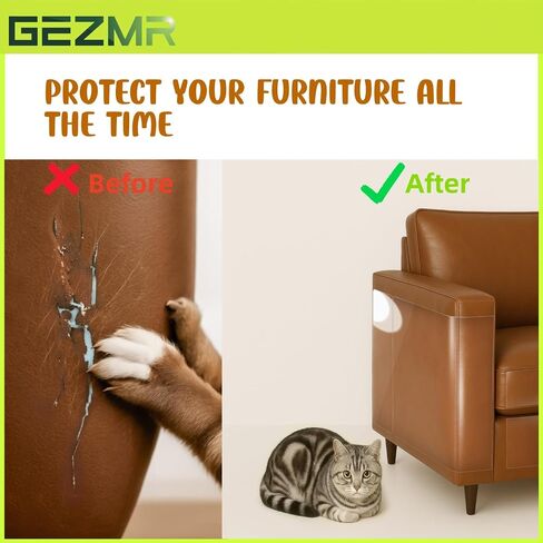 Cat Scratch Furniture Protector-12 Pack ، Heavy-Duty ، Fon-Residue ، شريط ذاتي أحادي الجانب ، درع واقي مضاد للخلع لزوايا الأريكة/الأريكة+60 دبابيس in Kuwait
