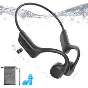 Bone Conduction Swimming Headphones,Waterproof IP68,Wireless Bluetooth 5.3 Earphones with Microphone, Built-in 32GB TF for Music Play Open Ear Bluetooth Headphones for Running,Swimming,Diving(Black) in Kuwait