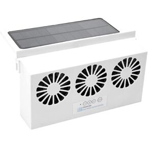 Solar Powered Car Ventilator Window Solar Ventilator Car Exhaust Fan Car Radiator, Window Windshield Auto Air Vent Cooling Fan System Cooler(White)