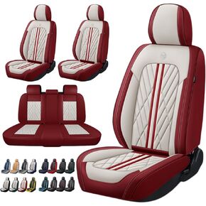 Universal Fit Waterproof Breathable Nappa Leather Automotive Vehicle Car Seat Covers Set Cushion Protector for Sedan SUV