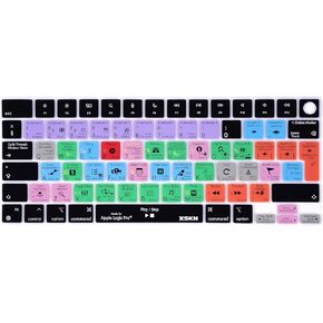 XSKN Logic Pro Shortcuts EU Layout Keyboard Skin Cover for Apple M1 M2 M3 Chip MacBook Air 13.6" 15.3" with Touch ID for MacBook Pro 14.2" 16.2" with Touch ID