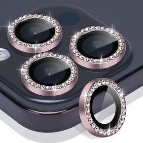 واقي عدسة الكاميرا لهاتف iPhone 15 Pro وiPhone 15 Pro Max، واقي عدسة من الزجاج المقوى غطاء كاميرا حلقي من سبائك الألومنيوم يناسب iPhone 15 Pro/iPhone 15 Pro Max (وردي لامع)