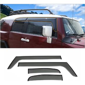 مناسب لسيارة Toyota FJ Cruiser 2004-2021 منحرف النافذة الجانبية، واقيات المطر داخل القناة ABS، واقيات المطر لنوافذ السيارة، 4 قطع
