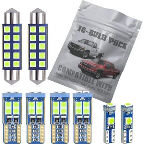 14-pc Ice Blue LED Interior Light Kit Compatible with Chevrolet Chevy Silverado and GMC Sierra 1999 2000 2001 2002 2003 2004 2005 2006 Map Dome Trunk License Plate Light Bulb Replacement