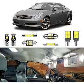 10PCS Super Bright White LED Interior Light Kit Package for Infiniti G35 Coupe 2003 2004 2005 2006 2007 + License Plate Lights and Install Tool