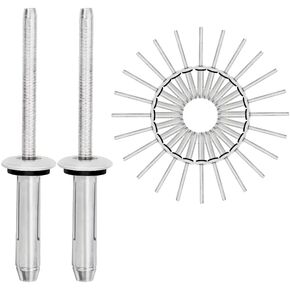 40 Pcs 3/16" Grip Tri-Grip Rivets,Kayak Pad Eye Deep Water Tri-Fold Bulb Mounting Rivet,Built-in Waterproof O-Ring,All Aluminum for Installing Kayak, Boat and Canoe Accessories(3/16"×1")