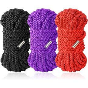 Silk Rope, 32 Feet 8 mm Soft Rope Durable Multipurpose Long Satin Braided Twisted Rope (Black, Black)