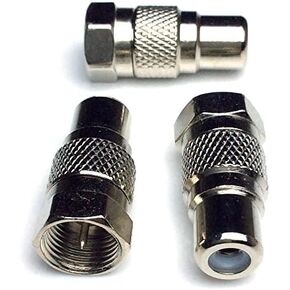 F Type Male to RCA Female Connector Coupler Coax Cable Adapter Video - F Male to RCA Female (LW) (10 Pack)