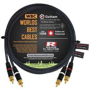 5 Foot RCA Cable Pair - Gotham GAC-4/1 (Black) Star-Quad Audio Interconnect Cable with Neutrik-Rean NYS Gold RCA Connectors - Directional in Saudi Arabia