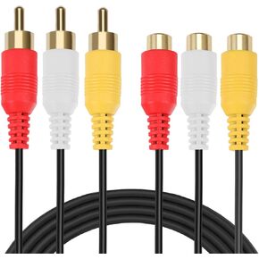 كابل تمديد 3RCA AV - مطلي بالذهب الفاخر 3 RCA ذكر إلى 3 RCA أنثى كابل تمديد الصوت والفيديو 3RCA ذكر إلى أنثى كابل تمديد الصوت المركب DVD CD AV TV (6FT) in Kuwait